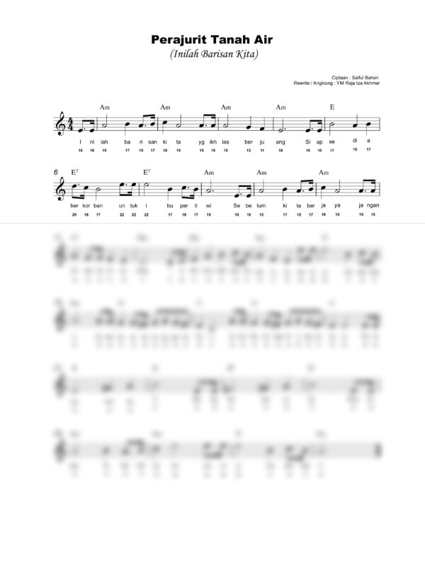 30. Lagu Patriotik - PERAJURIT TANAH AIR - Full Score_product_preview Lagu Patriotik : Perajurit Tanahair