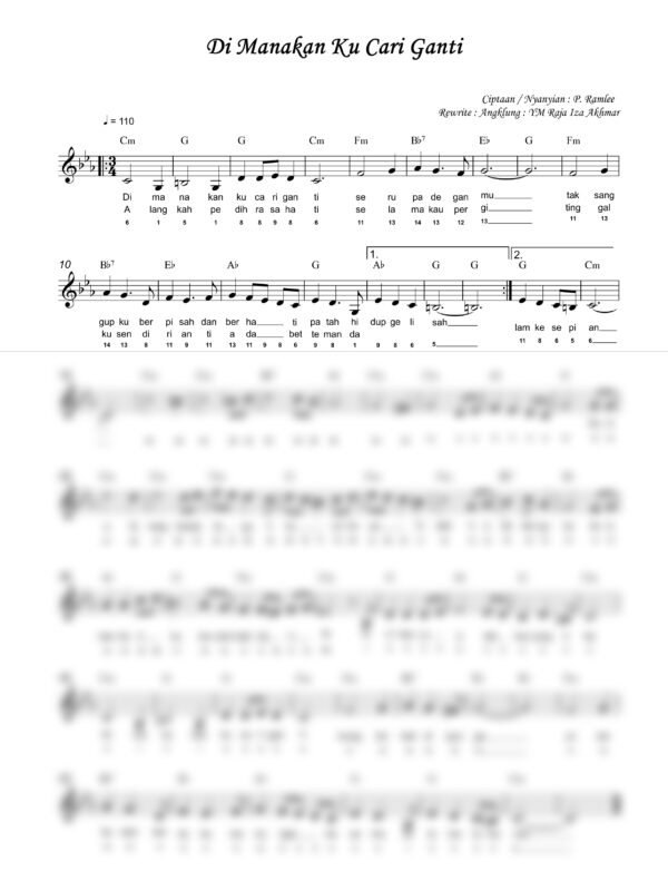 32. P. Ramlee - Di Manakan Ku Cari Ganti - Full Score_product_preview P. Ramlee : Di Manakan ku Cari Ganti