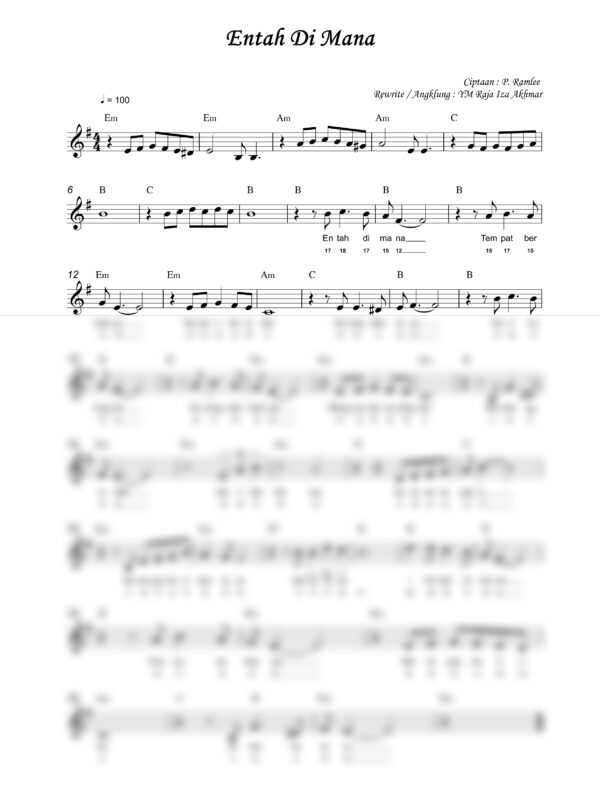 38. P. Ramlee - Entah Di Mana - Full Score_product_preview P. Ramlee : Entah Di Mana