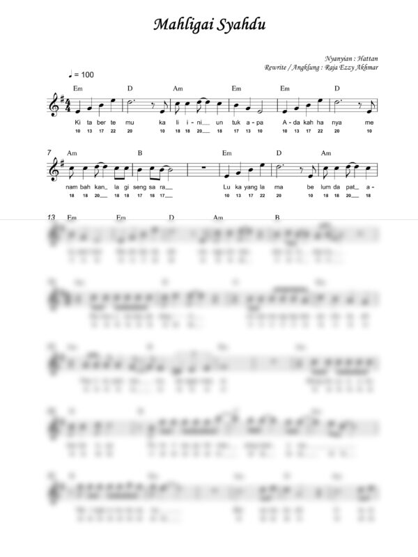 45. Hattan ~ MAHLIGAI SYAHDU - Full Score_product_preview Hattan : Malam Syahdu