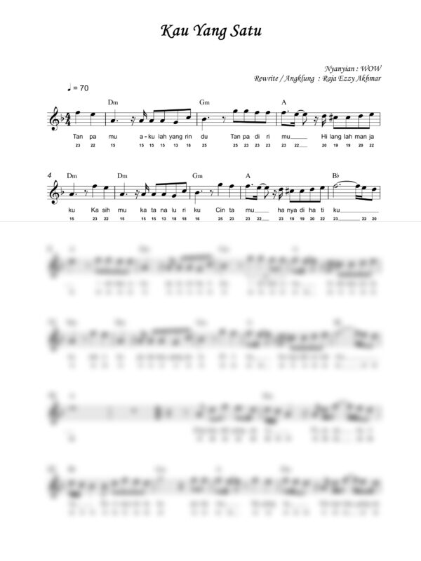 52. Wow ~ KAU YANG SATU - Full Score_product_preview Wow : Kau Yang Satu