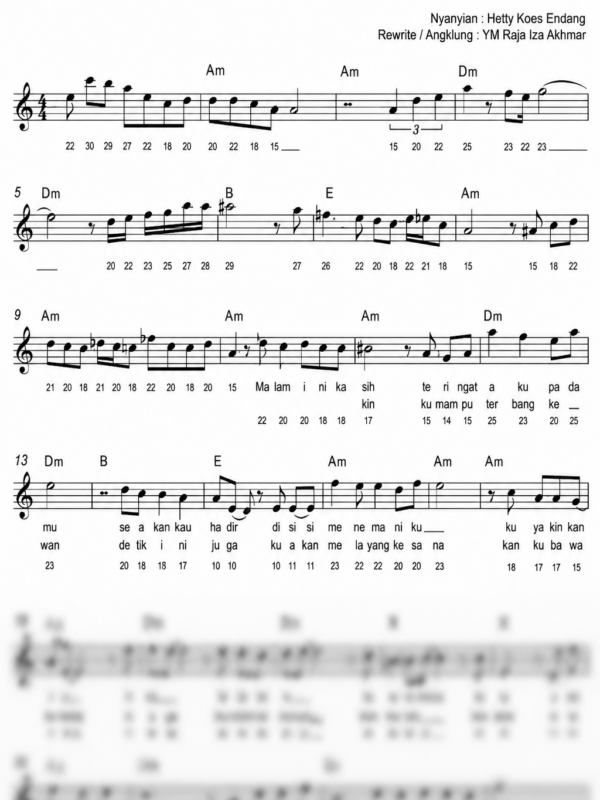 Kasih Sheet Music Preview Hetty Koes Endang : Kasih